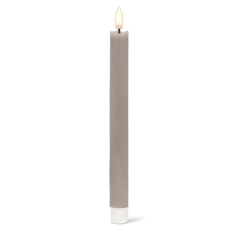 Grey LED Taper Candles Set of 2