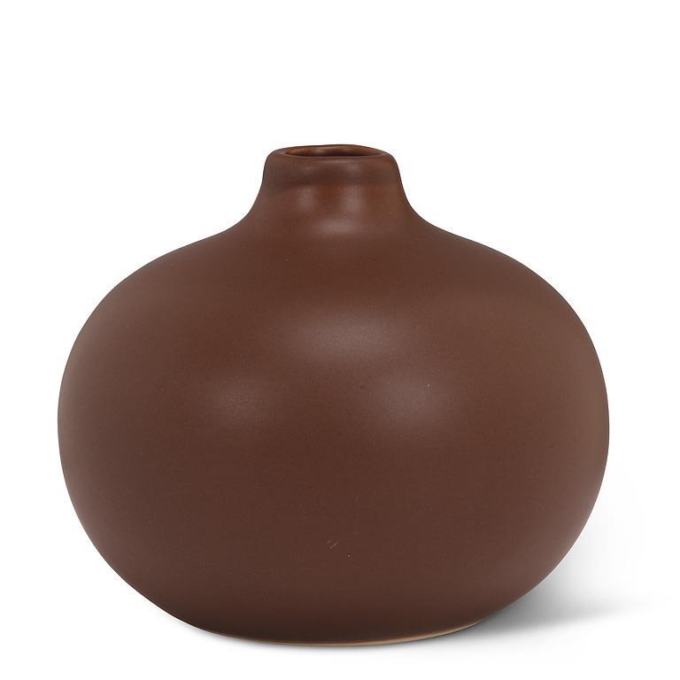 Chestnut Stoneware Round Bud Vase