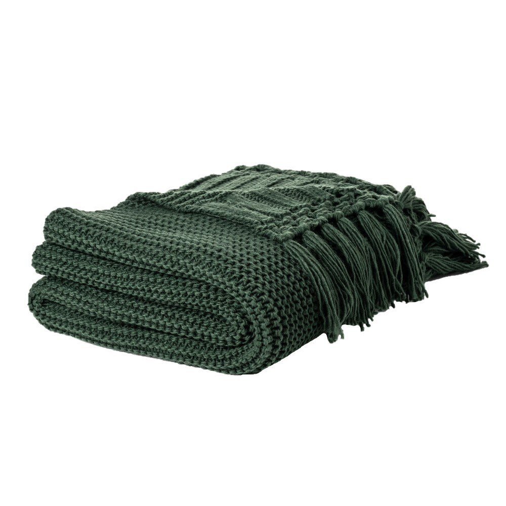 Dark green knit throw blanket sale