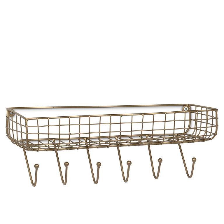 Wire Wall Shelf with Hooks