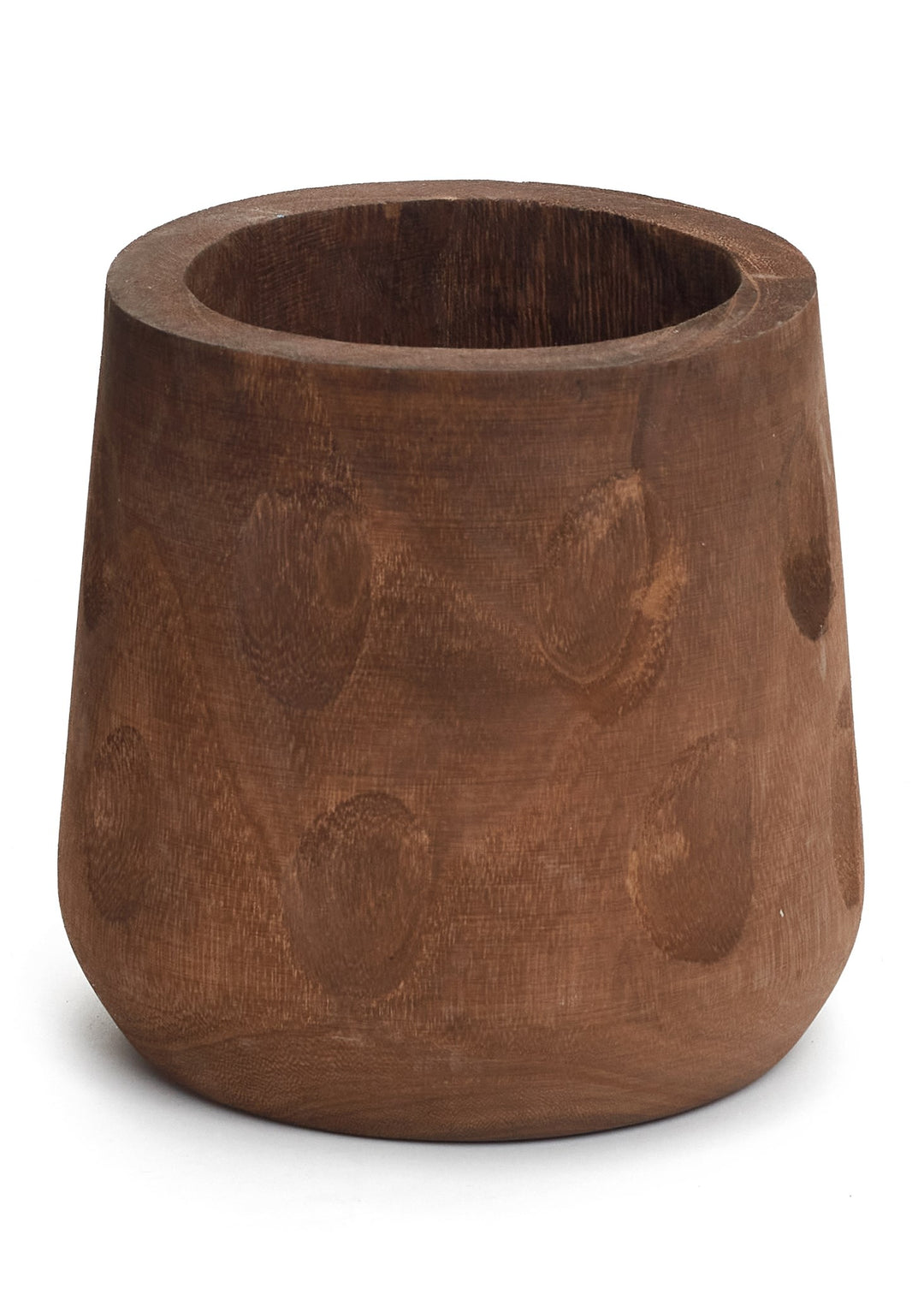 Sculpted Wood Planter with Dot Motif