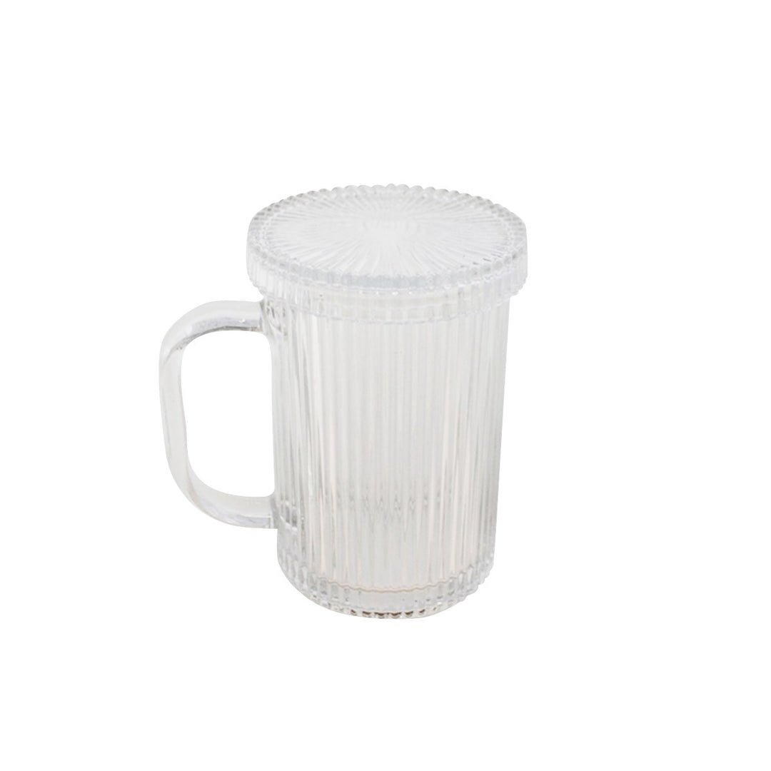 Clear Ribbed Glass Mug with Lid