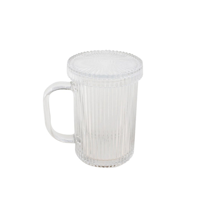 Clear Ribbed Glass Mug with Lid