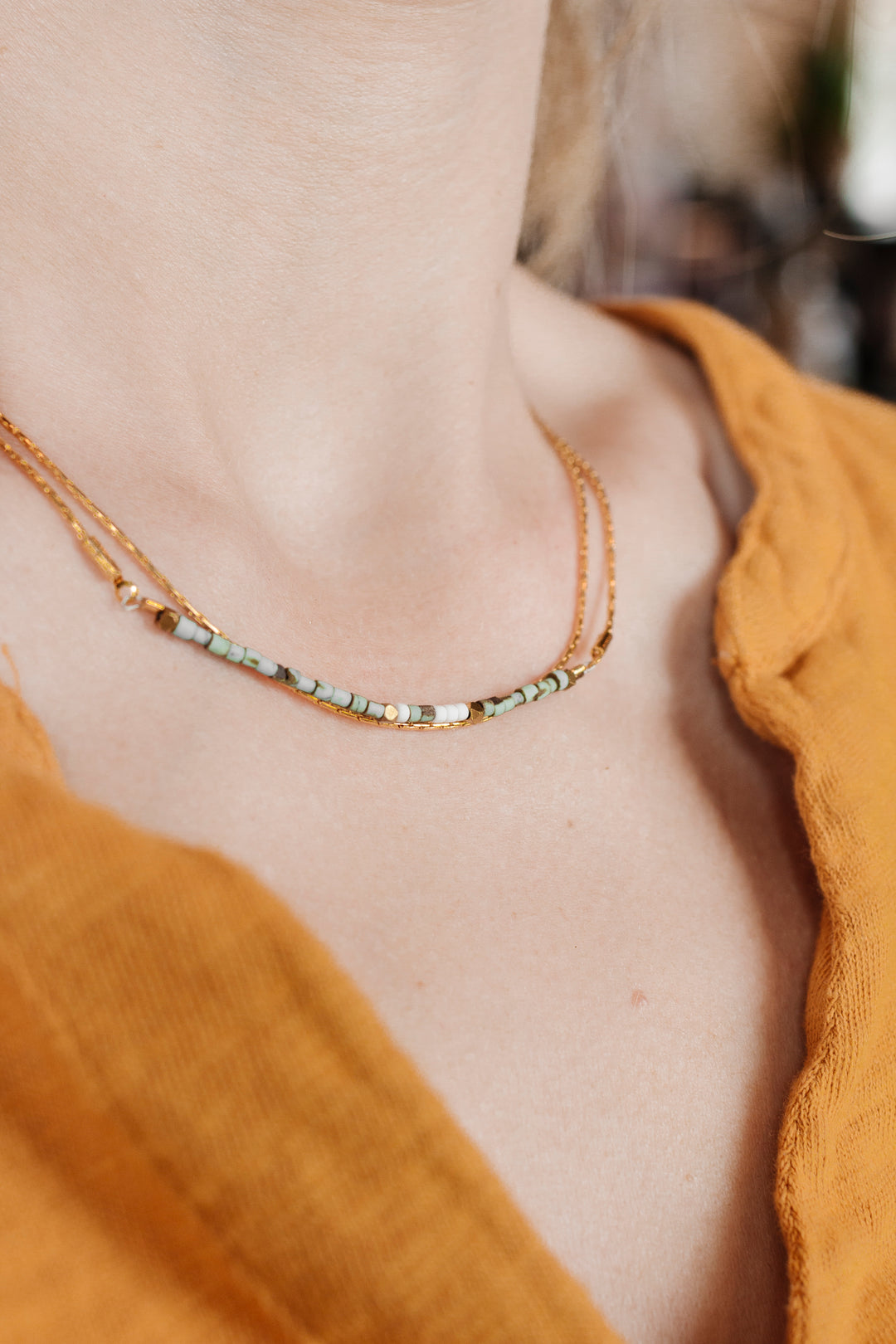 Turquoise Thomson Heishi Bead Double Strand Necklace