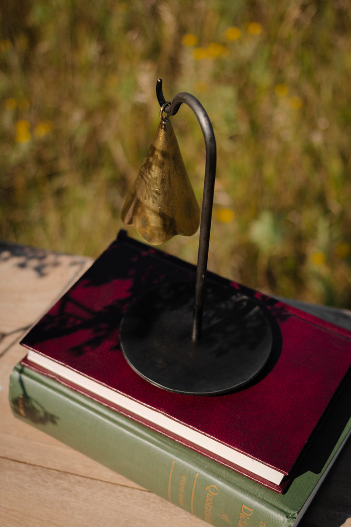 Sculptural Brass Bell on Iron Stand