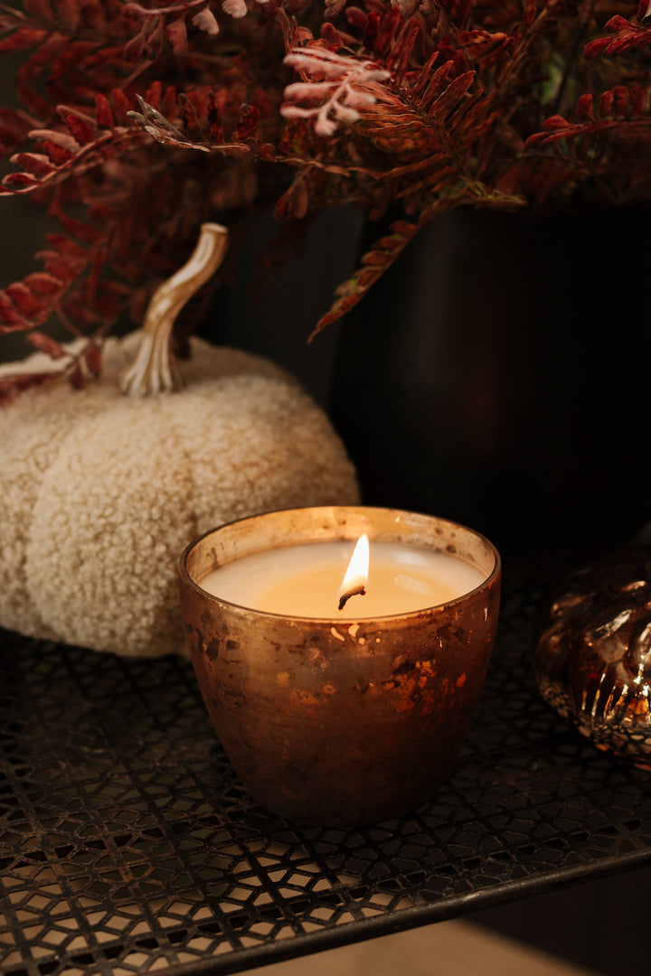 Gilded Prairie Glass Acorn Candle