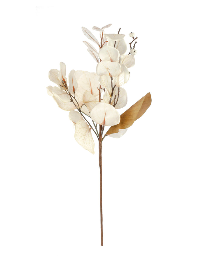 Faux Magnolia and Eucalyptus Pick with Mini Pumpkins