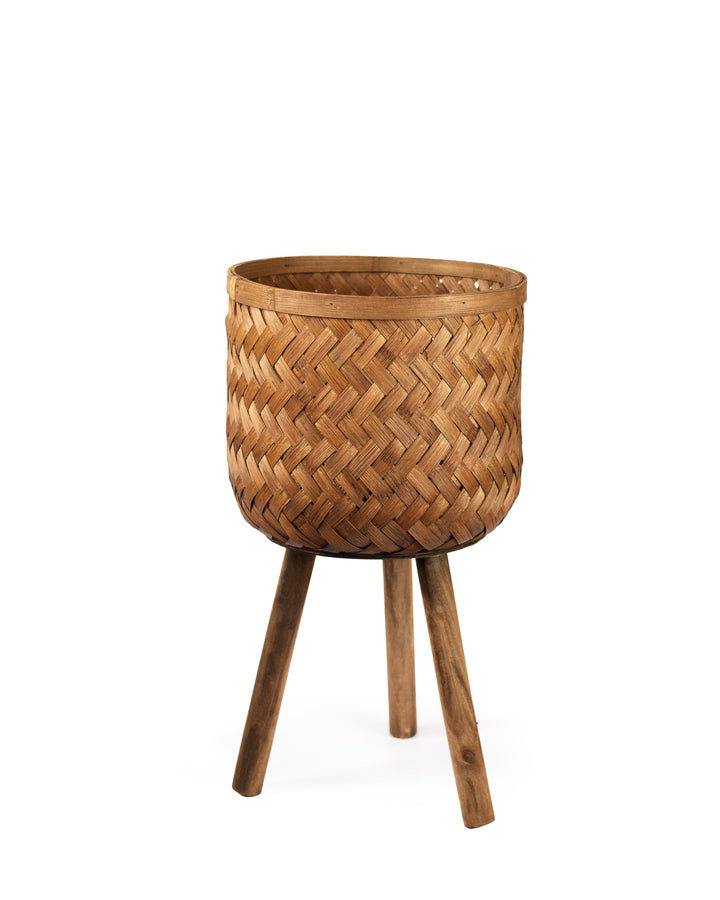 Woven Bamboo Planter Stand