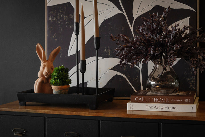 Black Footed Metal Tray