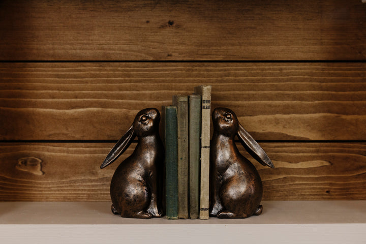 Bronze Bunny Book Ends Set of 2