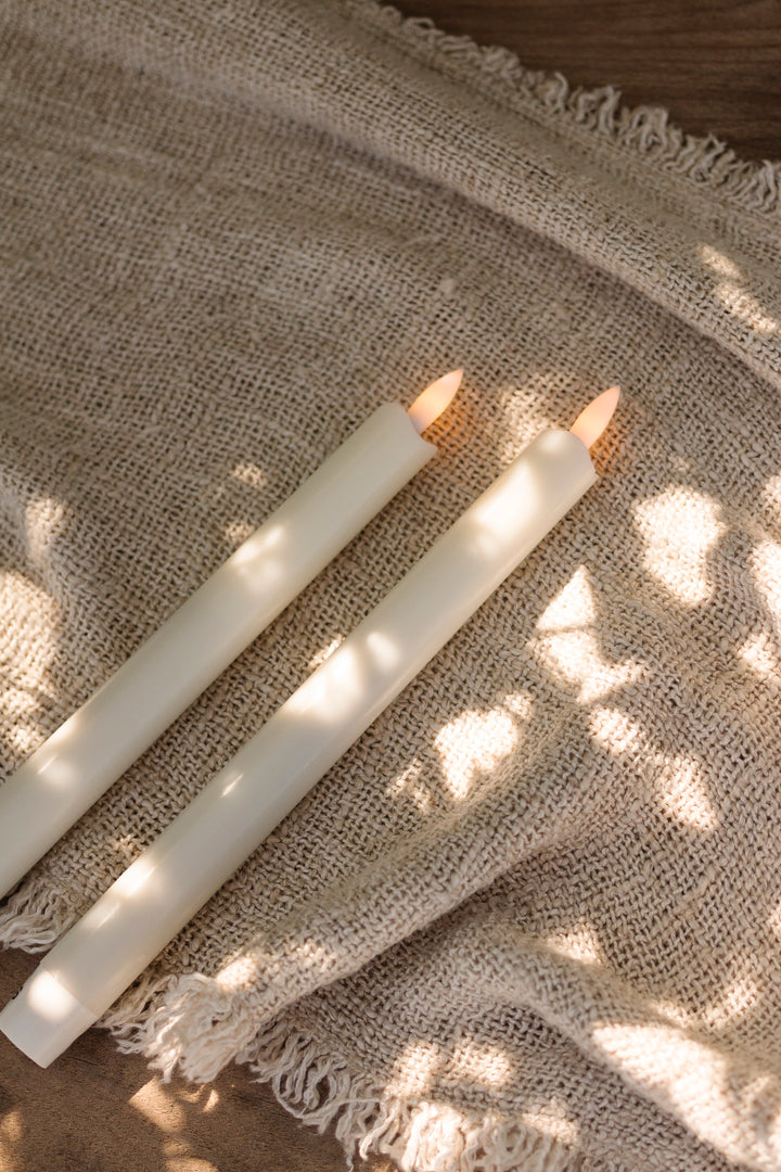 White LED Taper Candles Set of 2