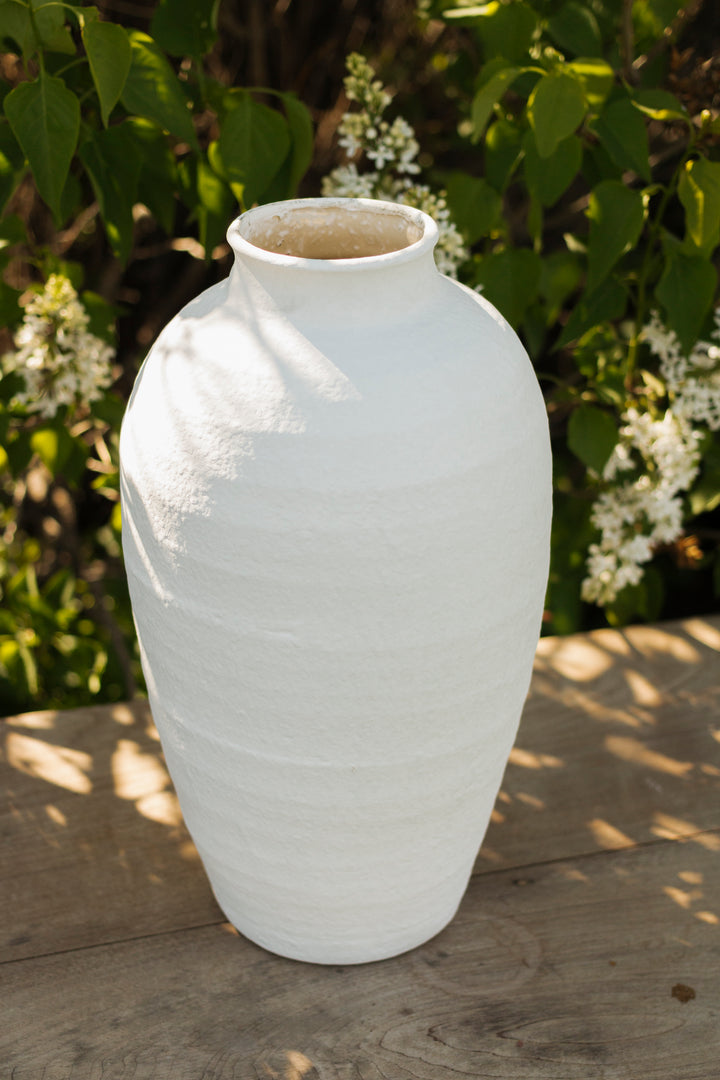 Sorella White Textured Stone Vase