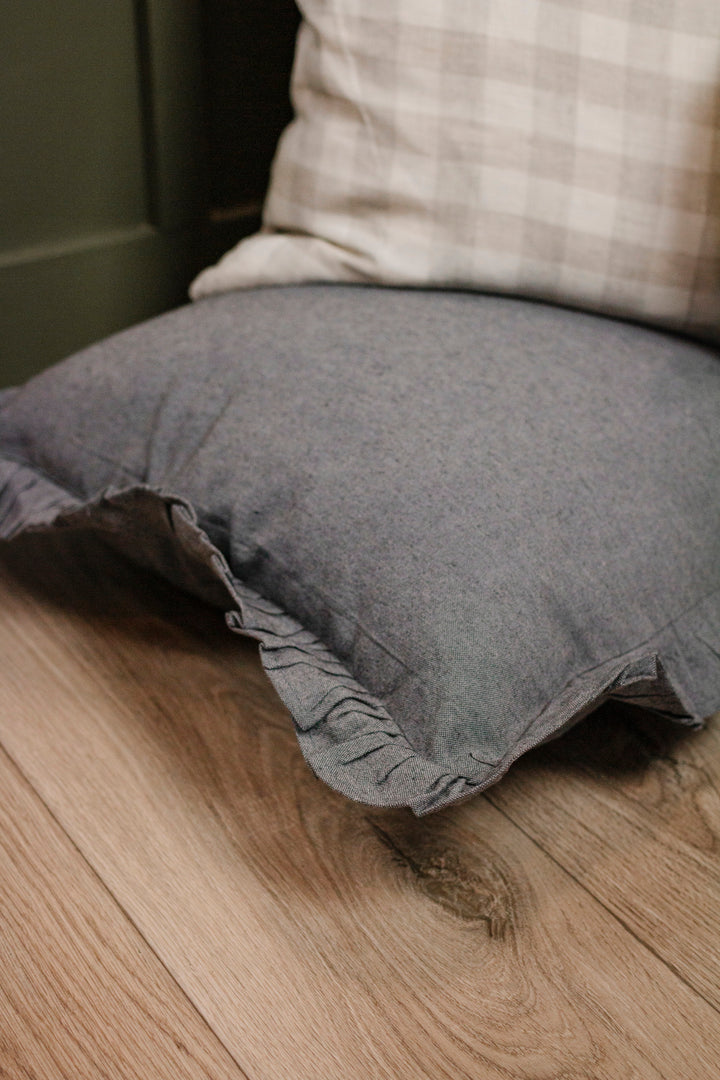 Slate Blue Scalloped Pillow