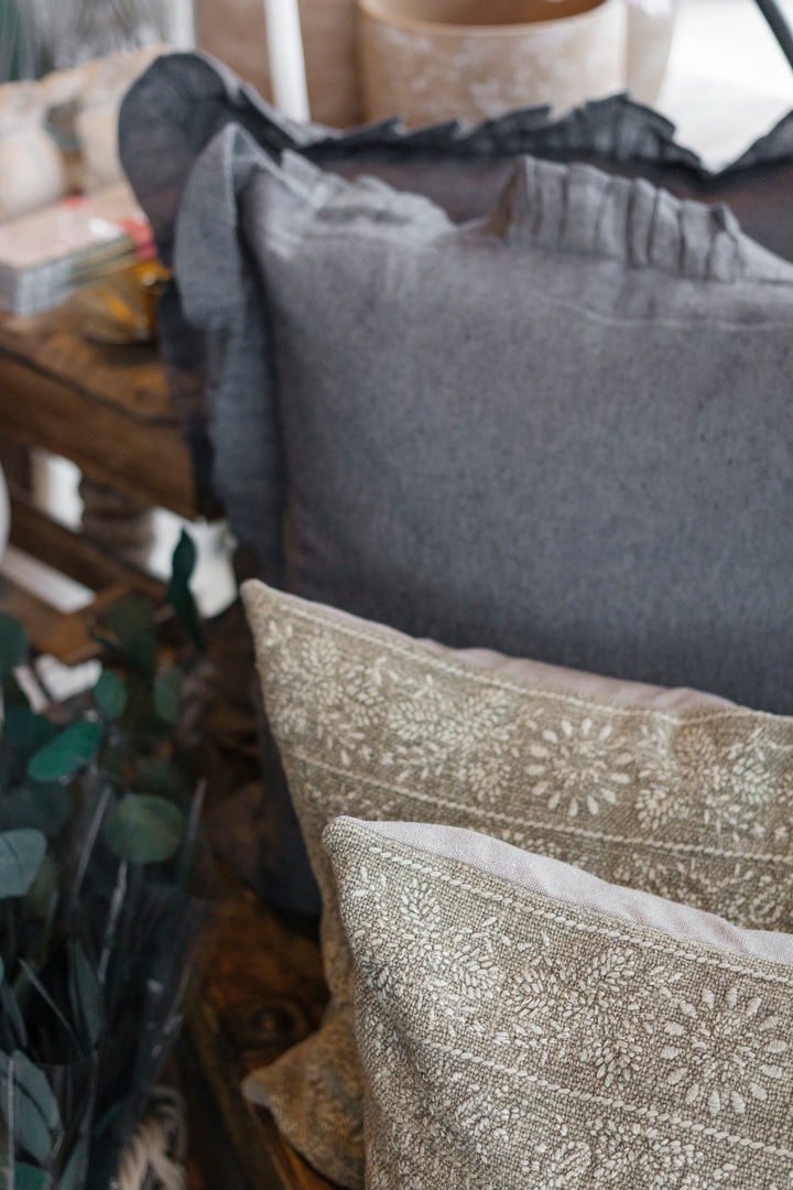 Slate Blue Scalloped Pillow