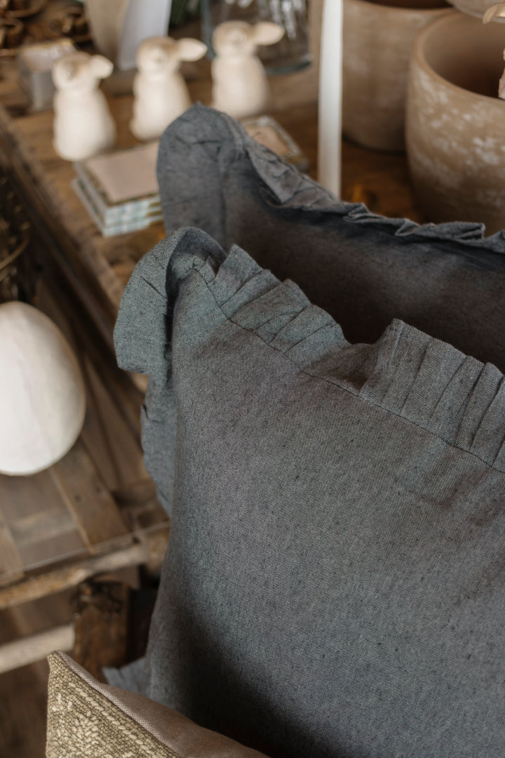 Slate Blue Scalloped Pillow