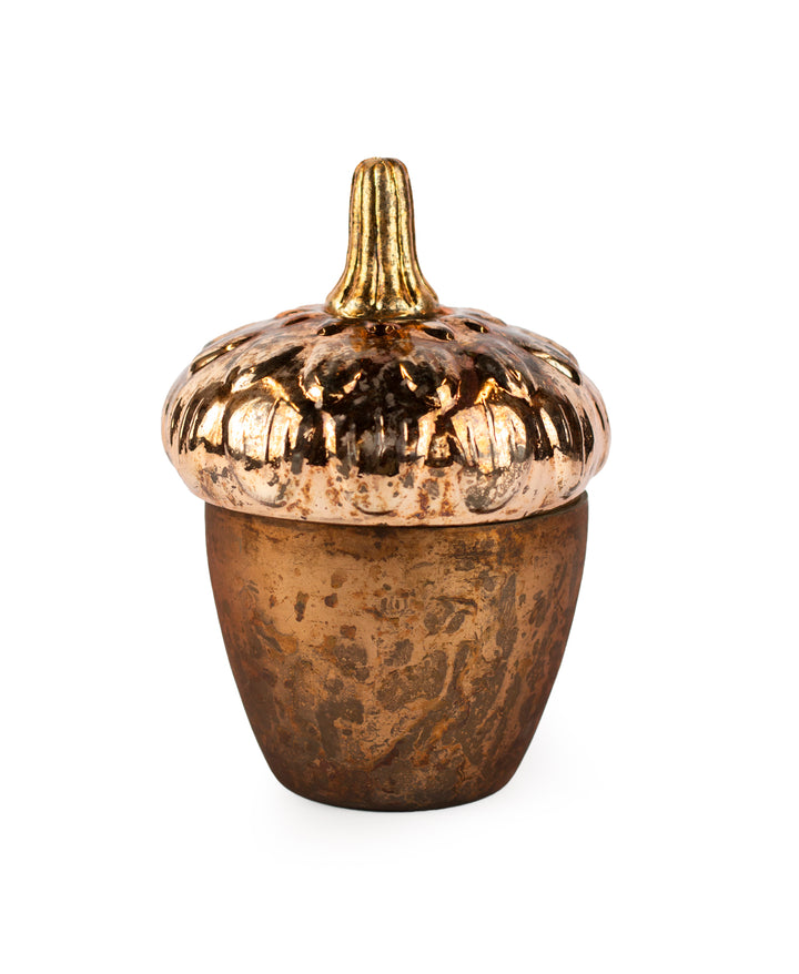 Gilded Prairie Glass Acorn Candle