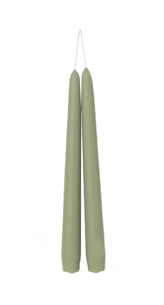 10" Olive Taper Candle Set of 2