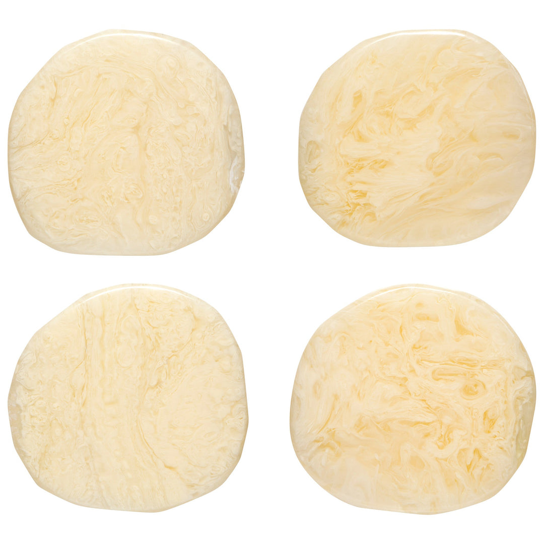Ivory Marbled Resin Coasters – Set of 4