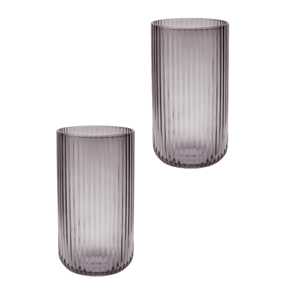 Smoke Tall Fluted Glass Tumbler Set of 2