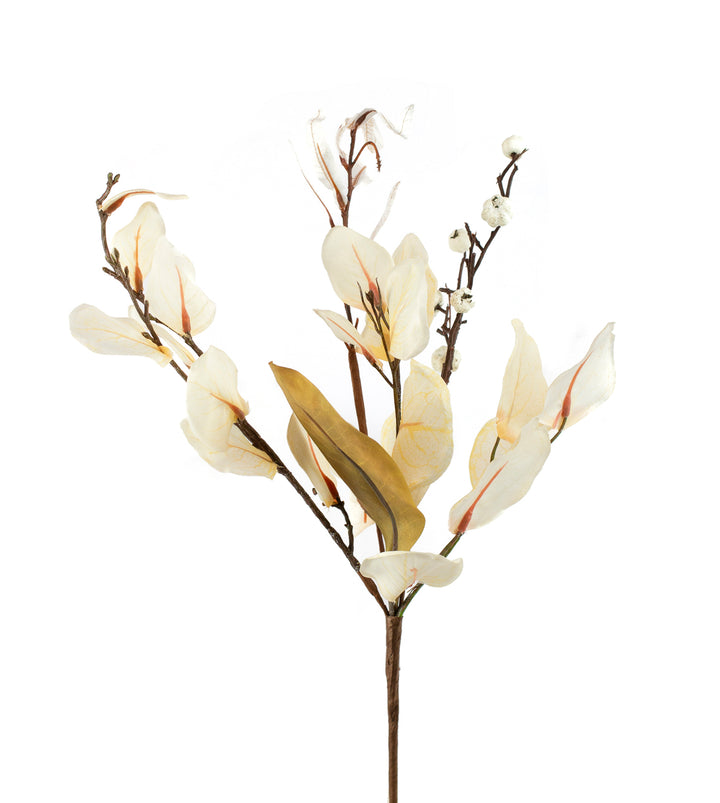 Faux Magnolia and Eucalyptus Pick with Mini Pumpkins