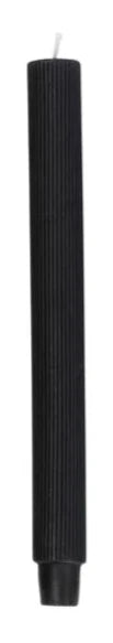 Unscented Black Pleated Taper Candle