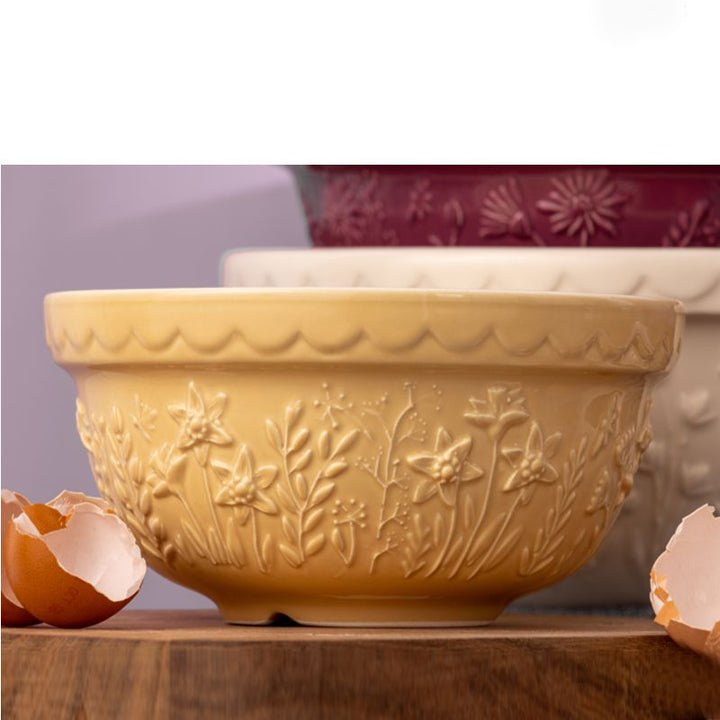Medium Butter Yellow Embossed Mixing Bowl
