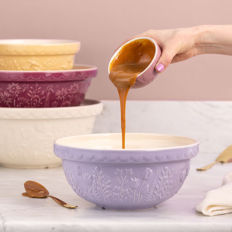Large Soft Lilac Embossed Mixing Bowl