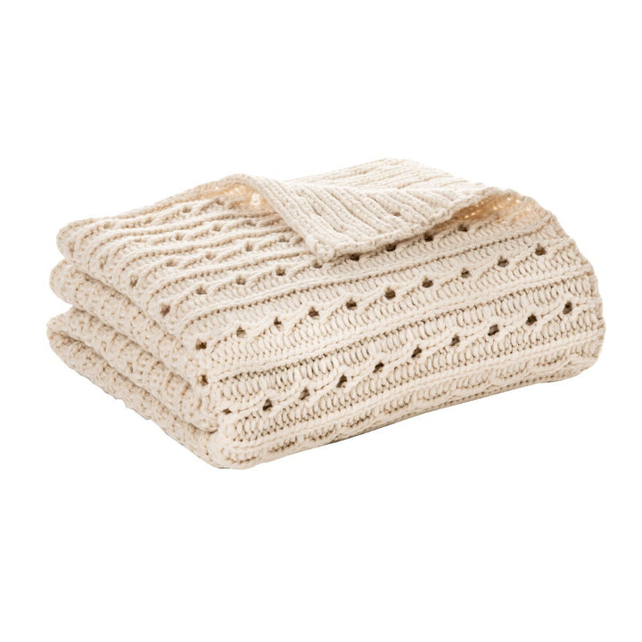 Cream Heritage Knit Throw