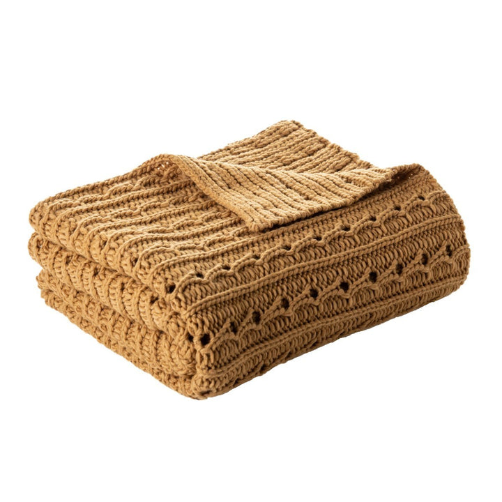 Mustard Heritage Knit Throw