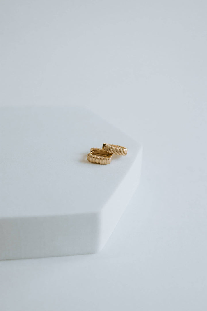 Pleated Gold Filled Huggie Hoop Earrings