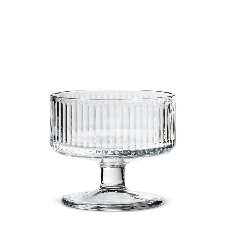 Ribbed Glass Dessert Pedestal Bowl