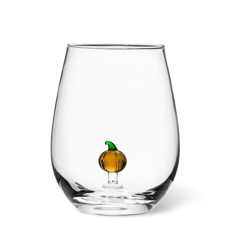 Pumpkin Stemless Wine Glass