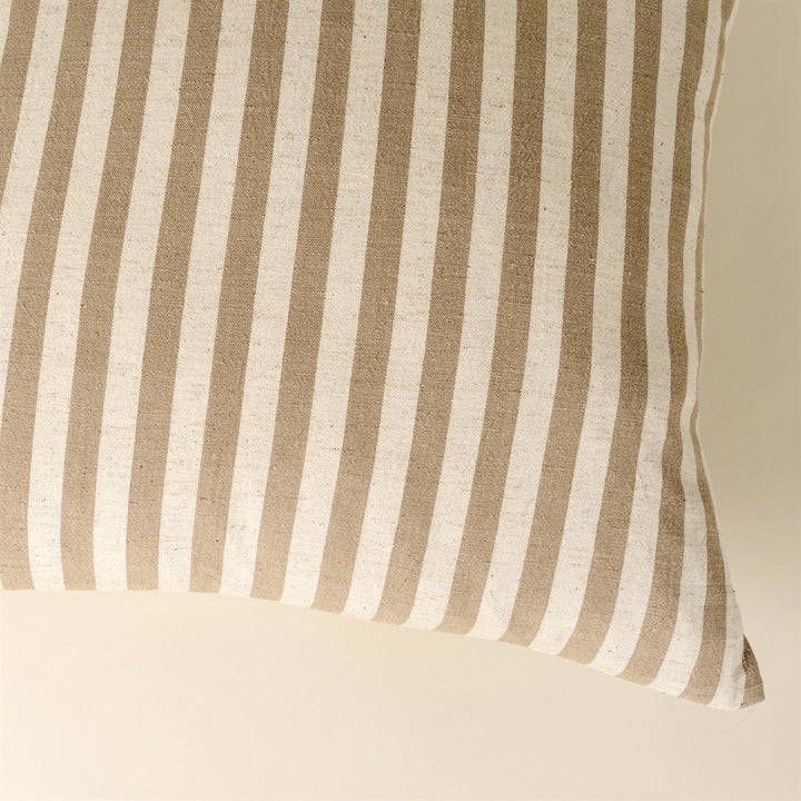 Sand Narrow Stripe Cotton Linen Pillow