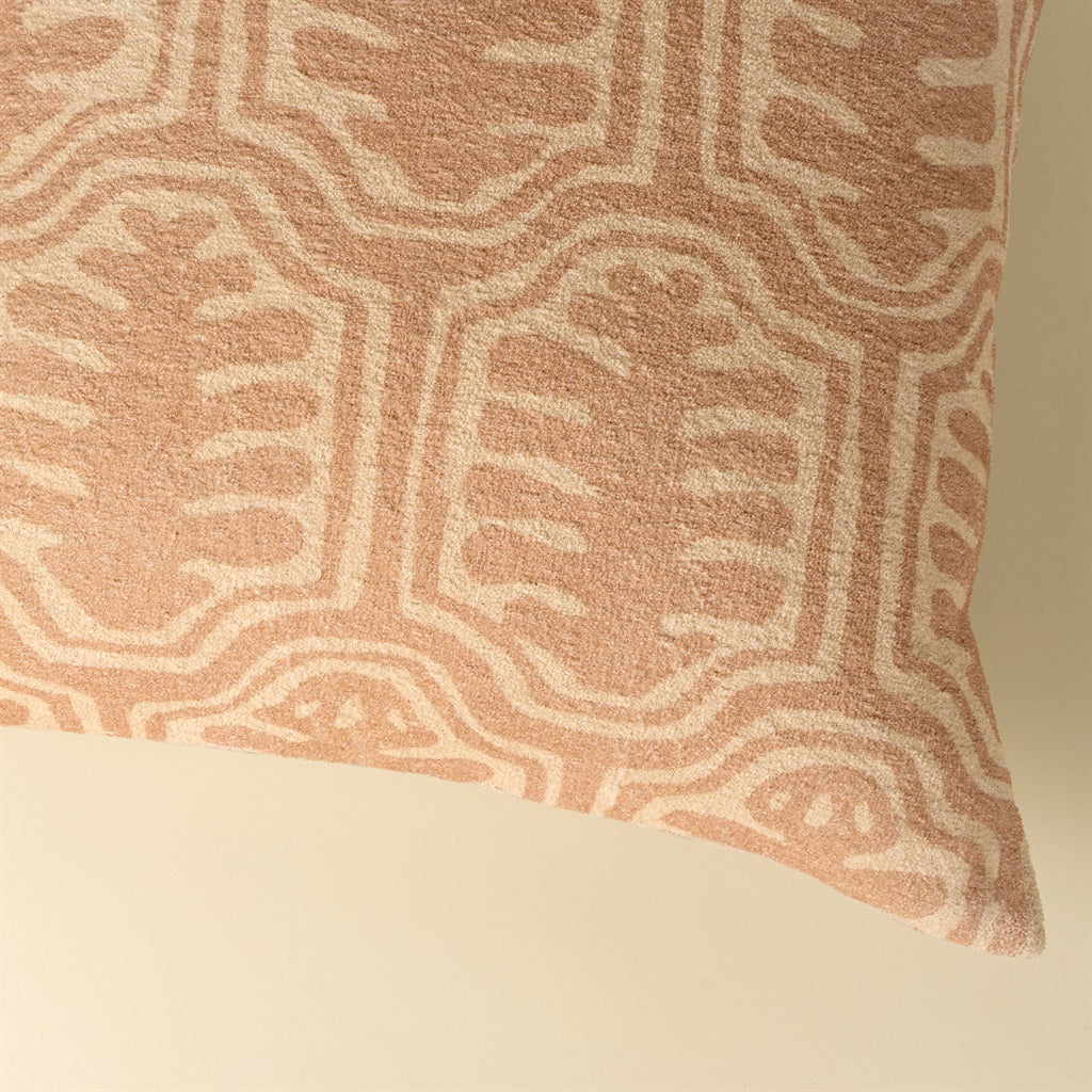 Oleander Terracotta Block Print Pillow