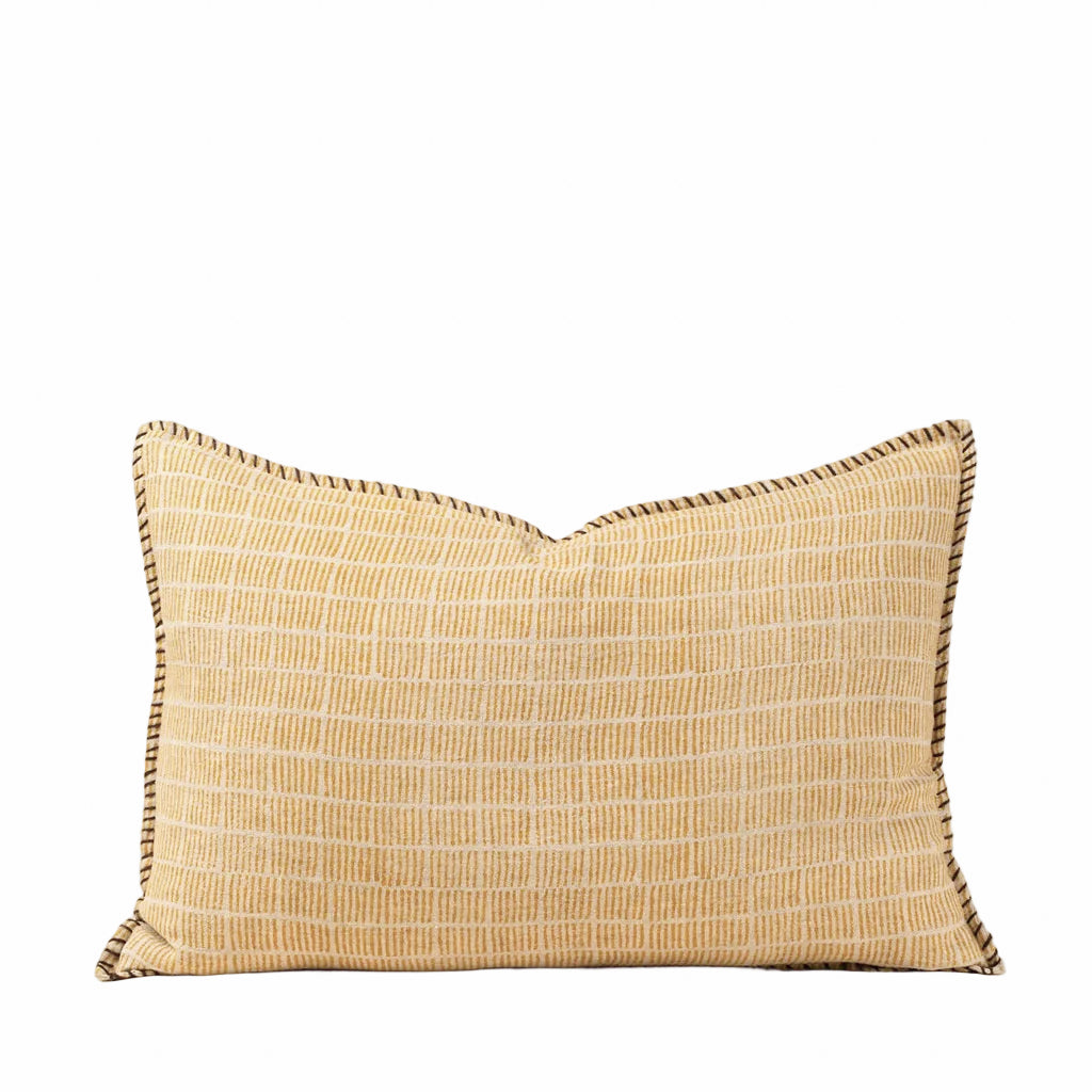 Sunflower dash and dot linen pillow