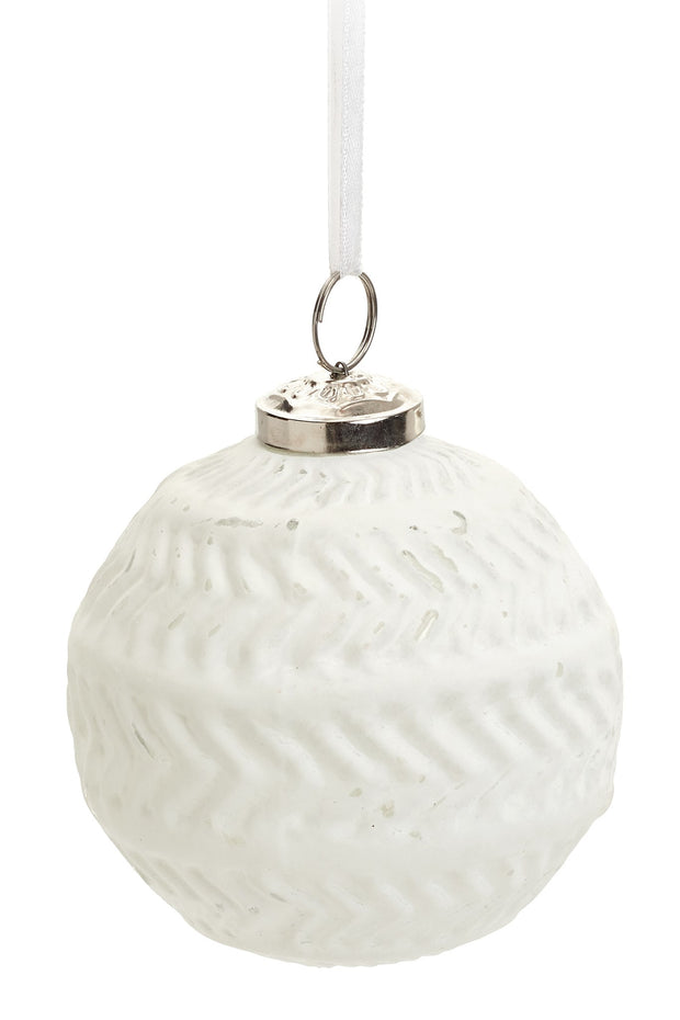 Matte White Embossed Ornament