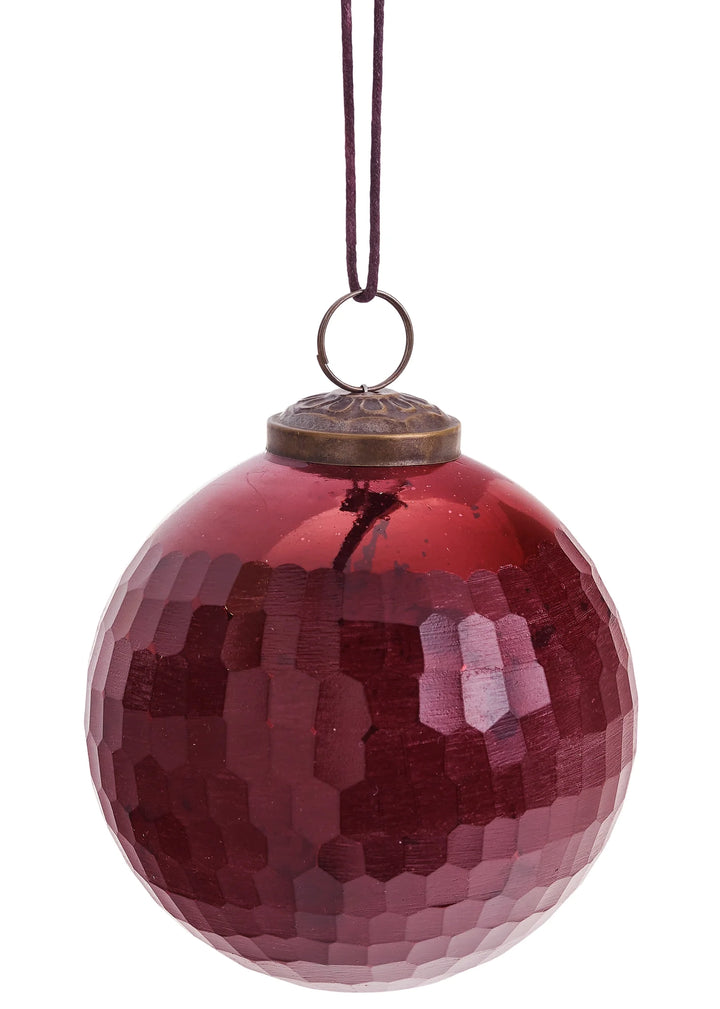 Cranberry Hammered Glass Ornament