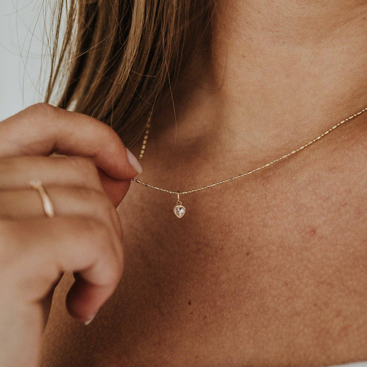 A Little Love Cubic Heart & Ball Bar Chain Necklace • Sydney Rose Co.