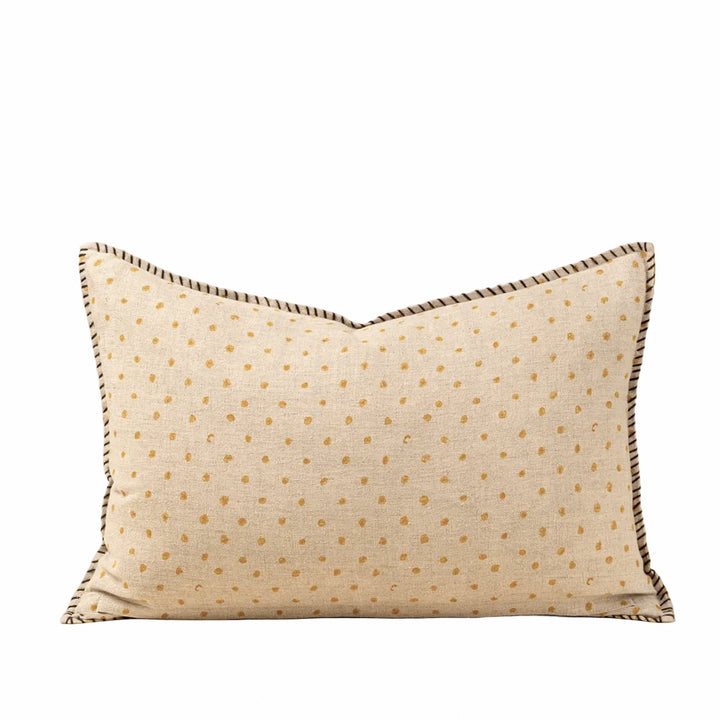 Sunflower dash and dot linen pillow