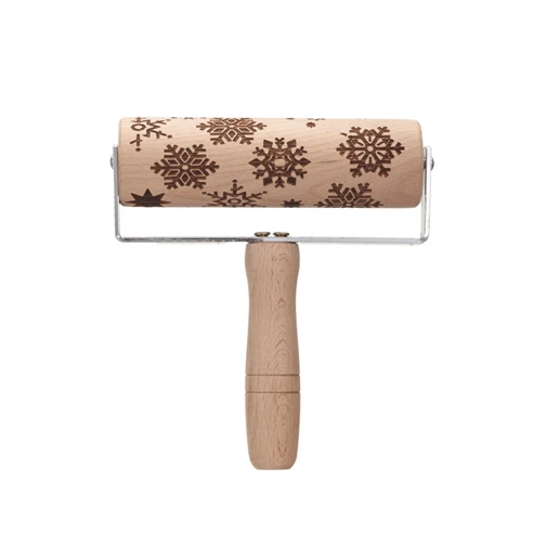 Festive Beech Wood Rolling Pin