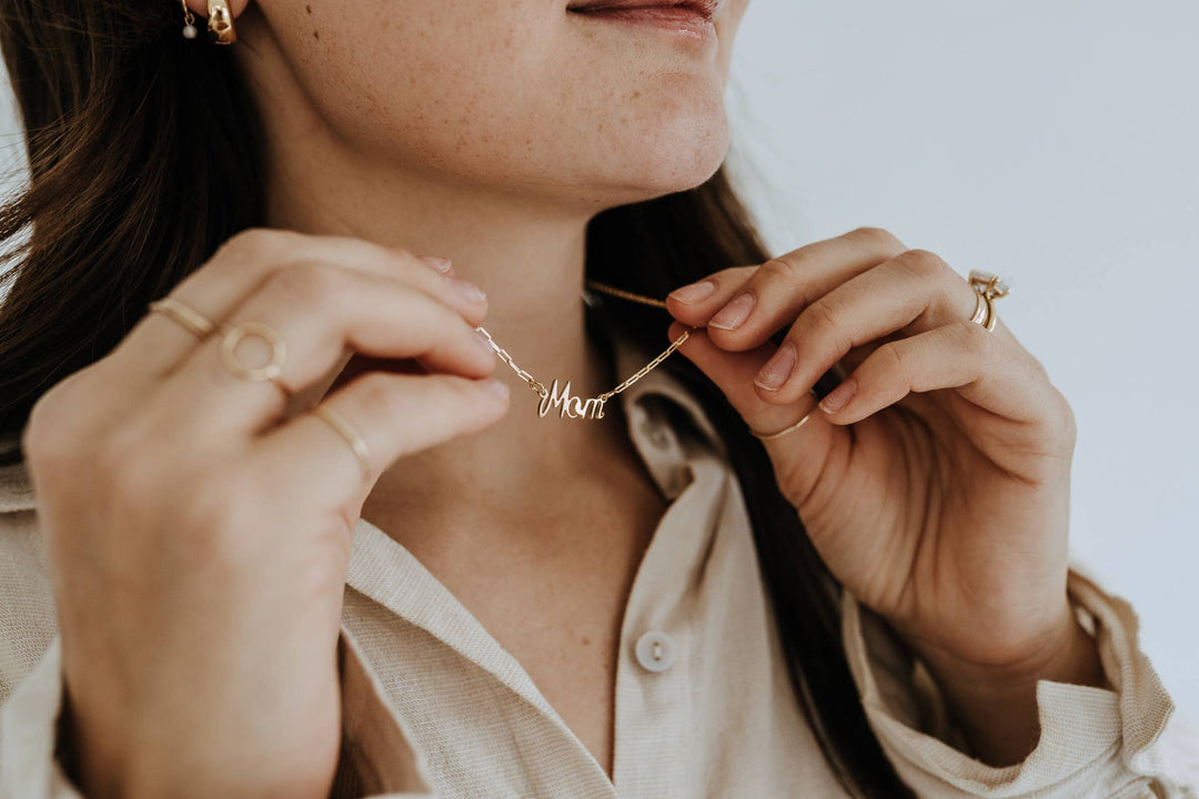 Mom Script Necklace