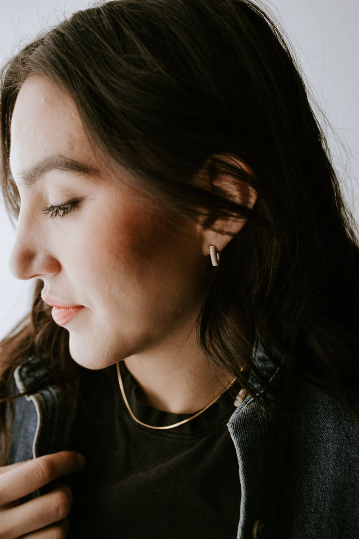 Pleated Gold Filled Huggie Hoop Earrings
