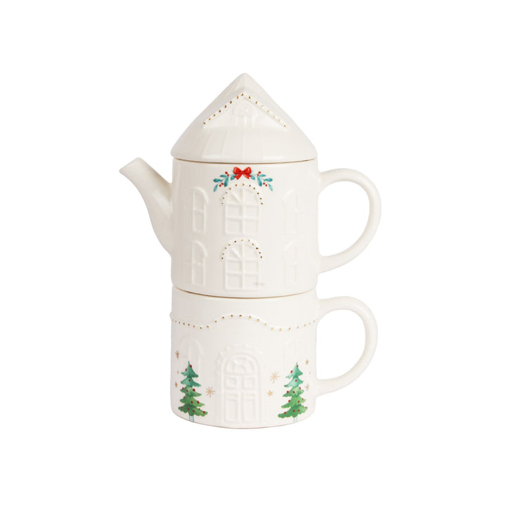 Winter Cottage Tea & Mug Set