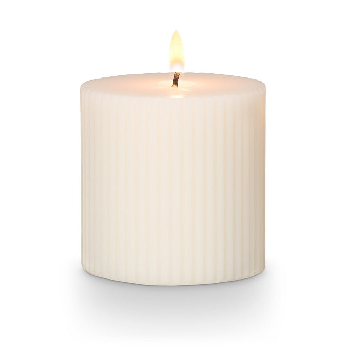 Winter White Fluted Pillar Candle