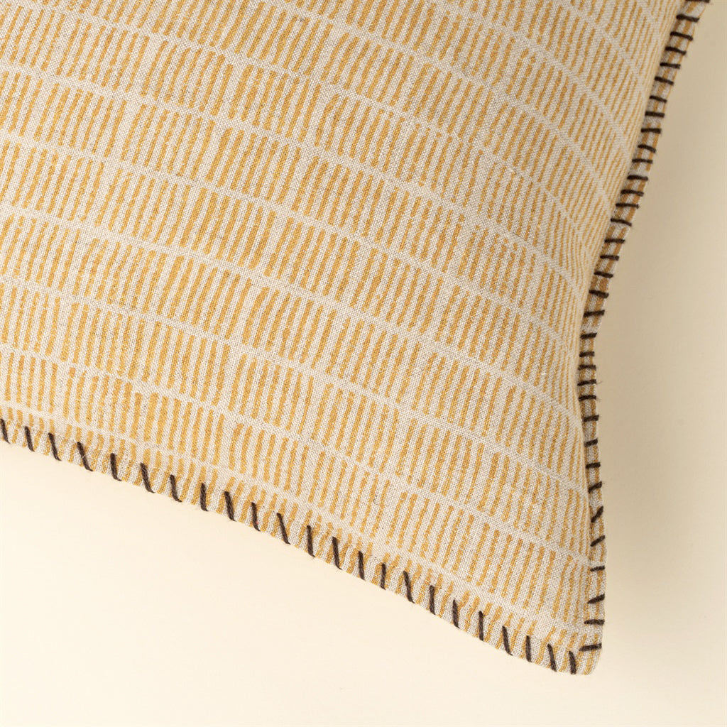 Sunflower dash and dot linen pillow