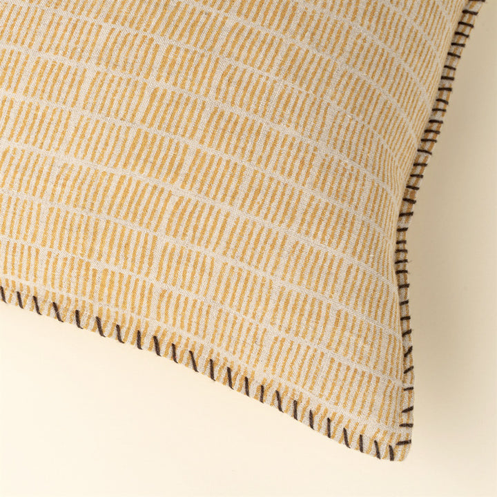 Sunflower dash and dot linen pillow