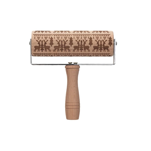 Festive Beech Wood Rolling Pin