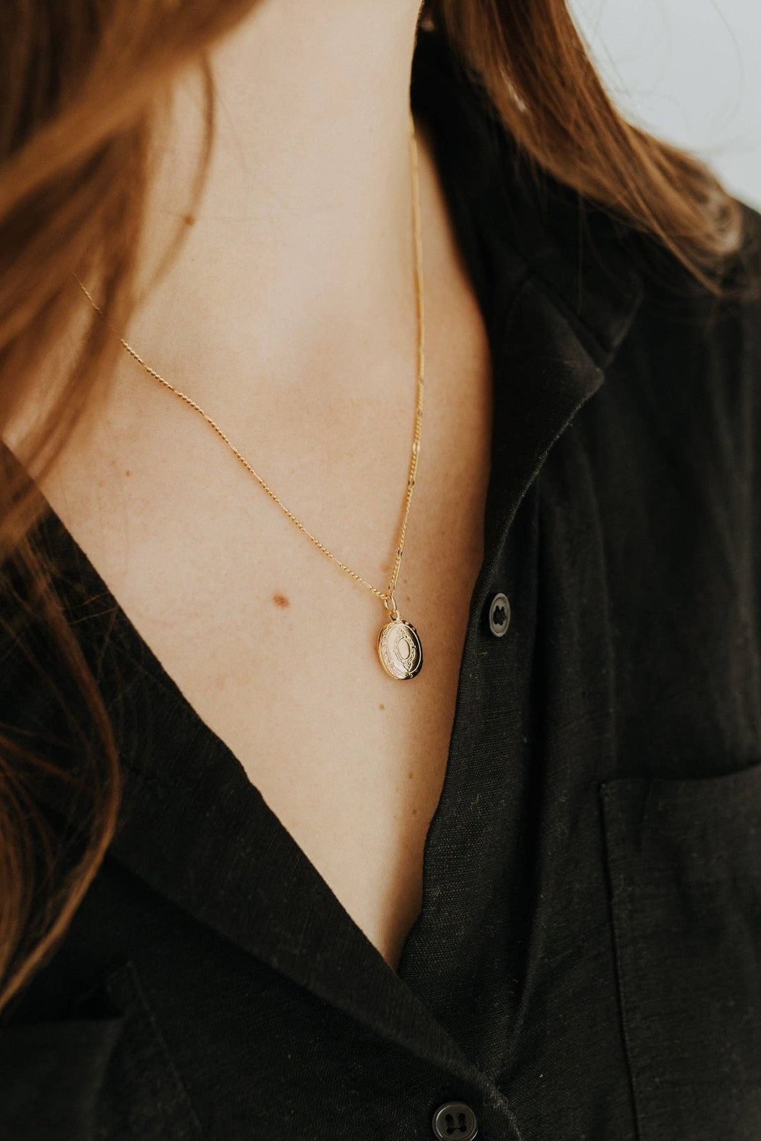 Mini Oval Gold Filled Locket Necklace