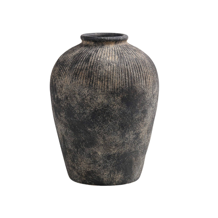 Faded Black Terracotta Garden Vase – Large