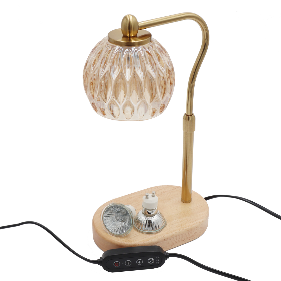 Crystal Glass Candle Warmer Lamp | Antique Gold